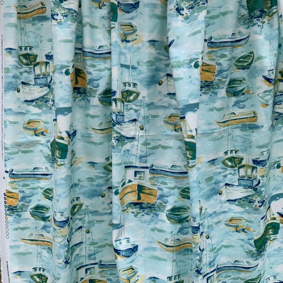 New Solarium Richloom Upholstery Fabric 4.5 yds Poly Canvas Blue Green Boats - Picture 9 of 10